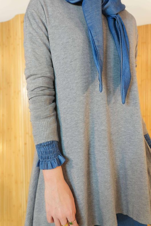 Mabel Dip Side Stretch Fine Knit Grey /30=